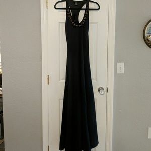 Black maxi dress with brass beaded detail size XS
